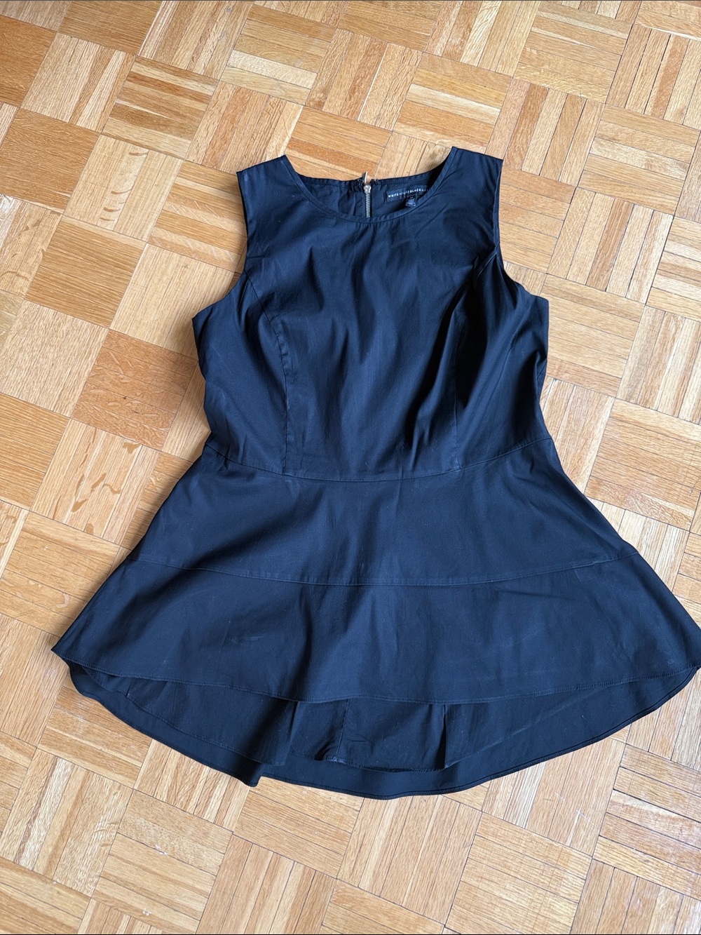 White House Black Market Black Sleeveless Top with Round Neck
